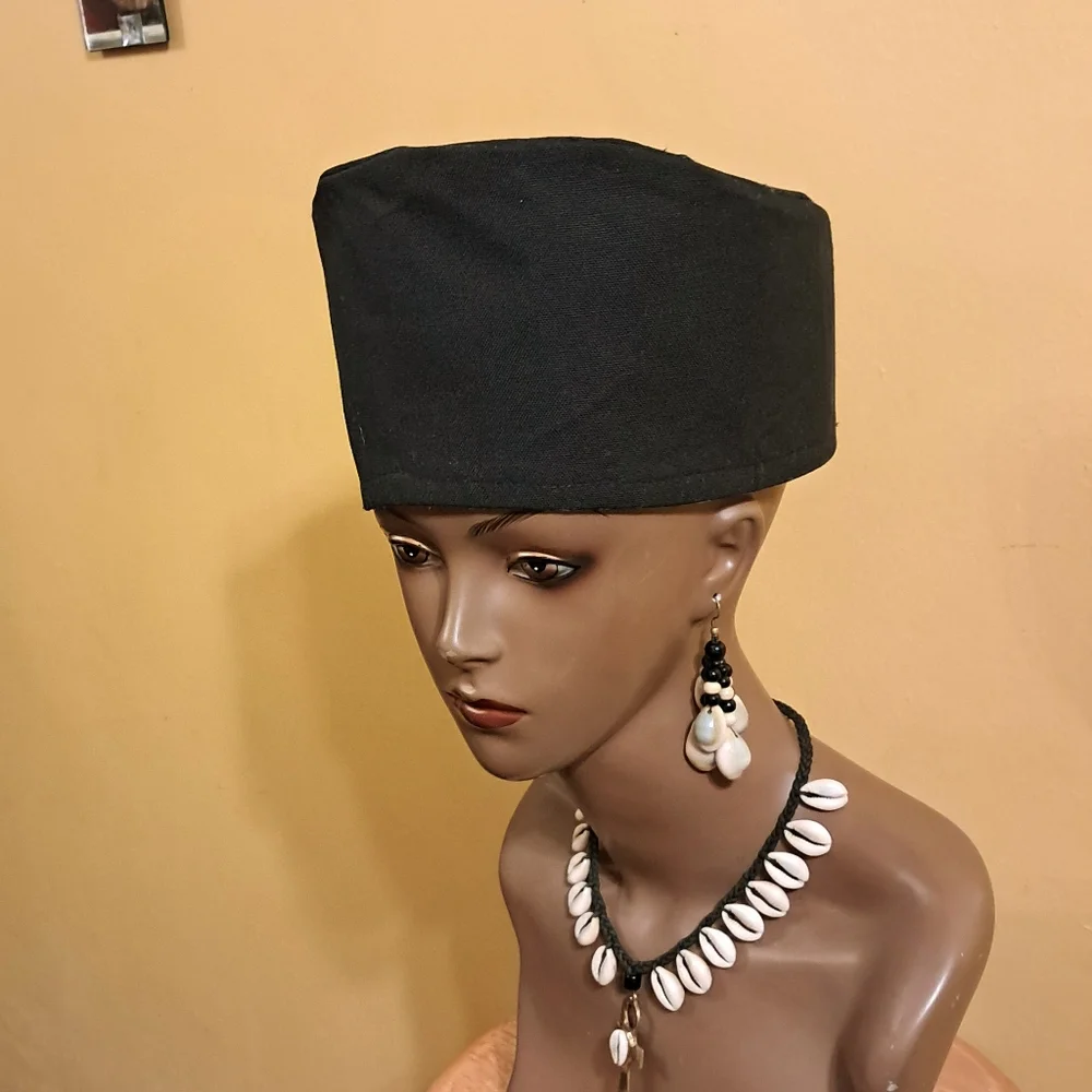 SALE ENDS IN 3 DAYS! NEW UNISEX KUFI STYLE HAT BLACK MULTI REVERSIBLE 24